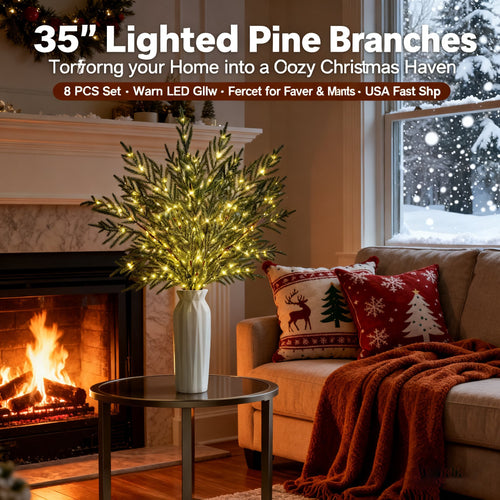 🎄 35" Christmas Lighted Norfolk Pine Branches